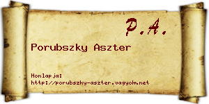 Porubszky Aszter névjegykártya